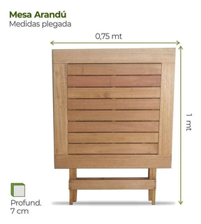Mesa Arandu 75x75 +4 Silla Asia Pleg